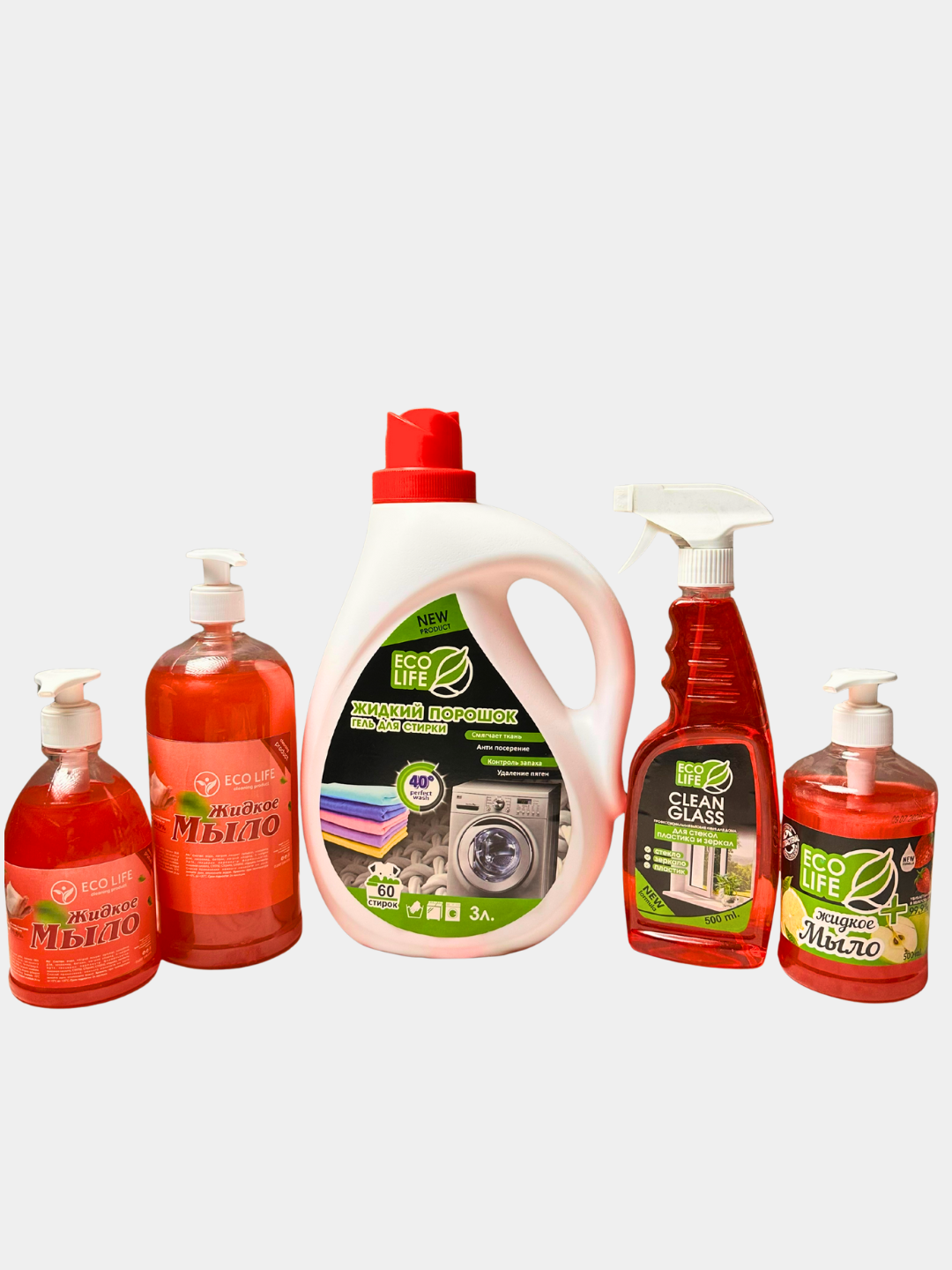 Набор средств для дома ECO LIFE, 5 шт, гель для стирки, 60 стирок