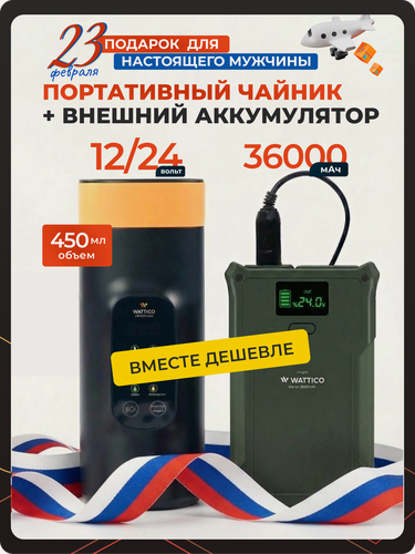 Изображение товара Подарочный комплект для мужчины автомобилиста Портативный Чайник и Внешний аккумулятор