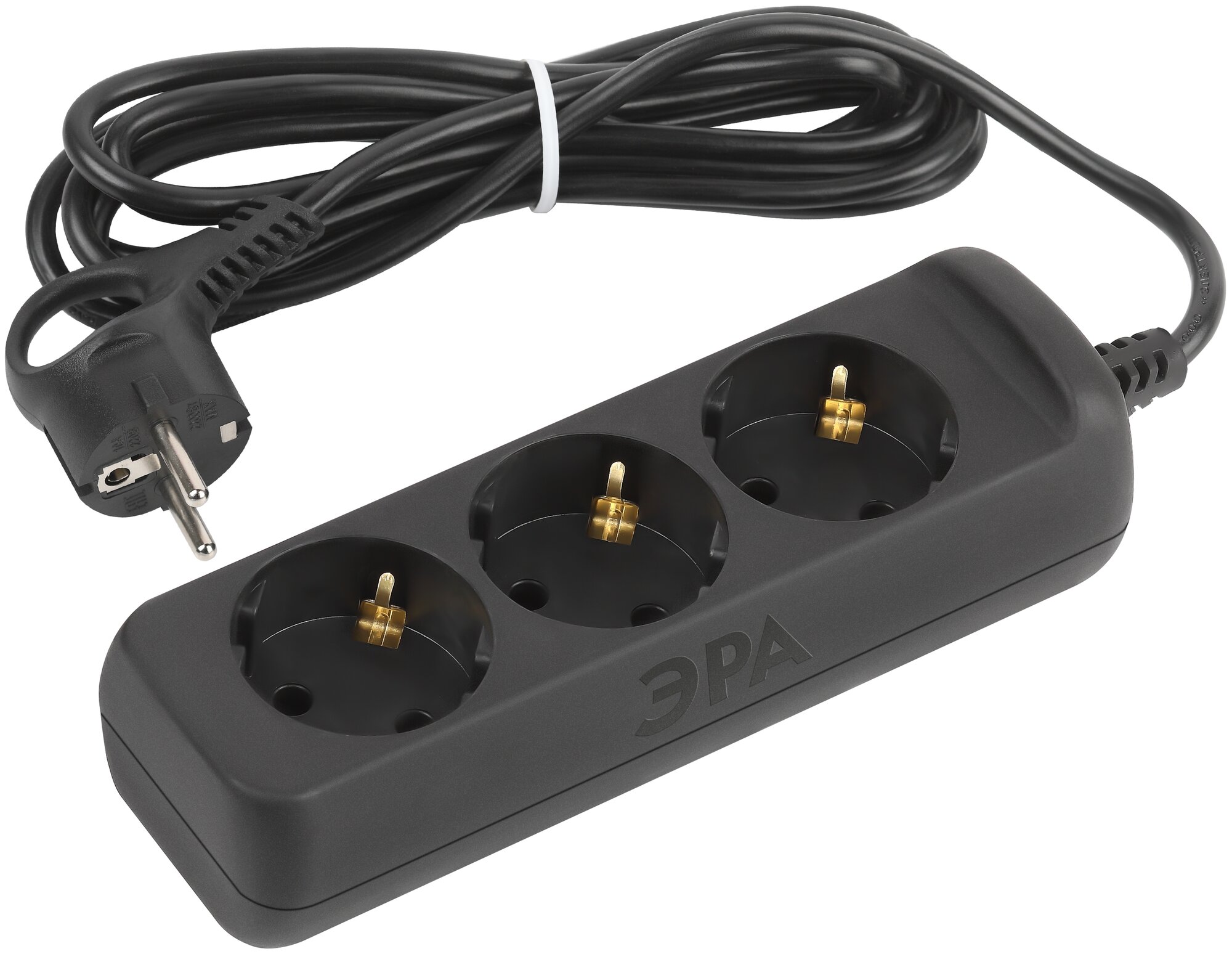 Удлинитель электрический ЭРА UX-3e-3m-B с заземлением 3 розетки 3м ПВС 3x0,75мм2 10А черный Б0057722 .