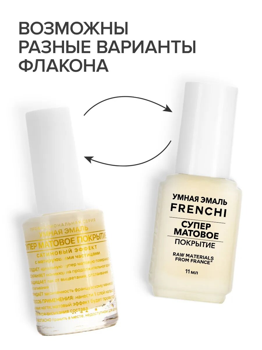 Лак для ногтей матовый "Суперматовое финишное покрытие" FRENCHI | Умная Эмаль, 11мл — фото 5