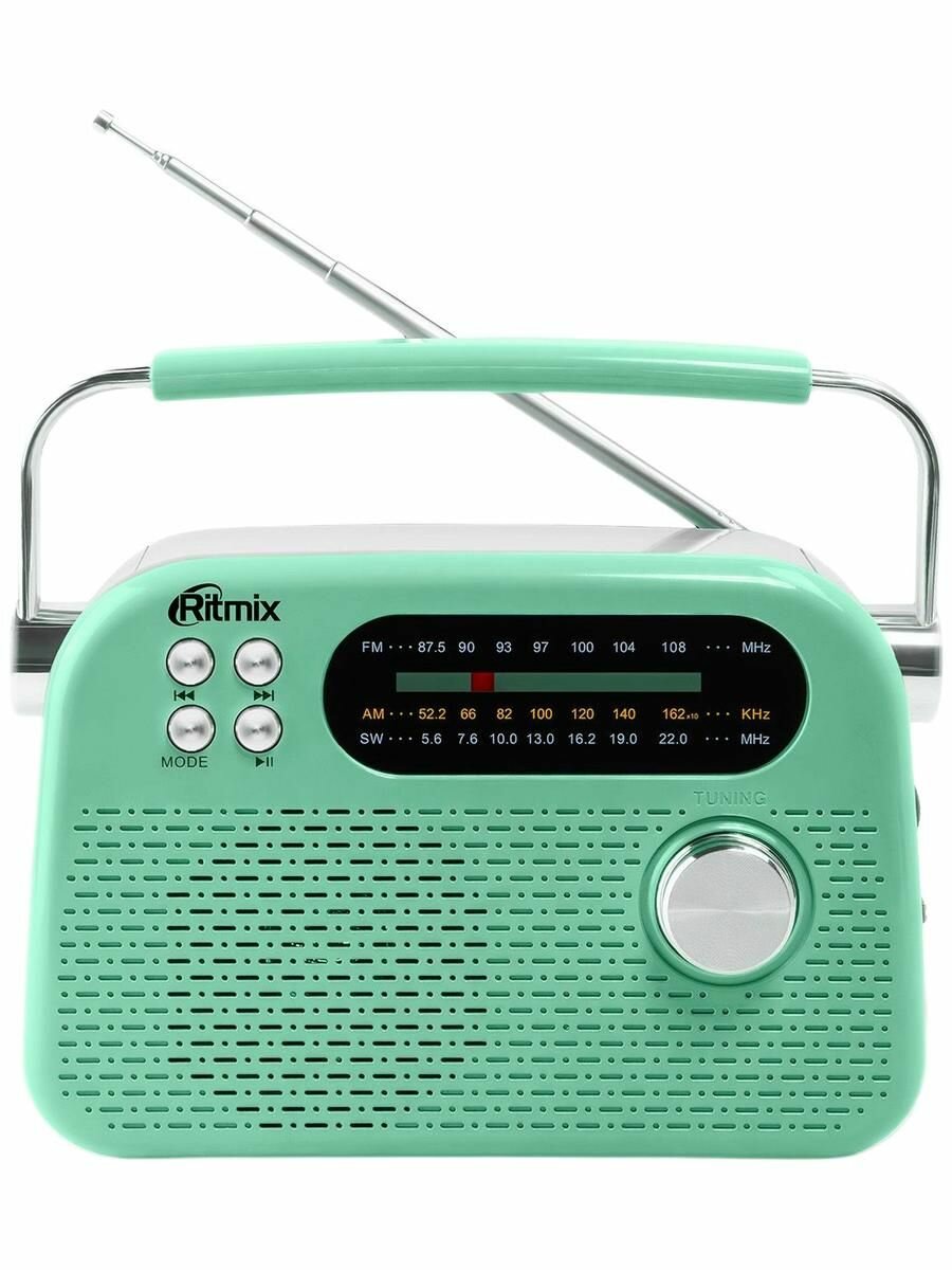 Радиоприемник Ritmix RPR-045, мятный, переносной, 3 диапазона, Bluetooth V.5.4, MP3