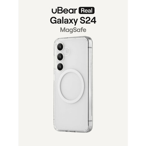 фото Чехол для samsung galaxy s24 ubear real mag case, со встроенным магнитом, прозрачный