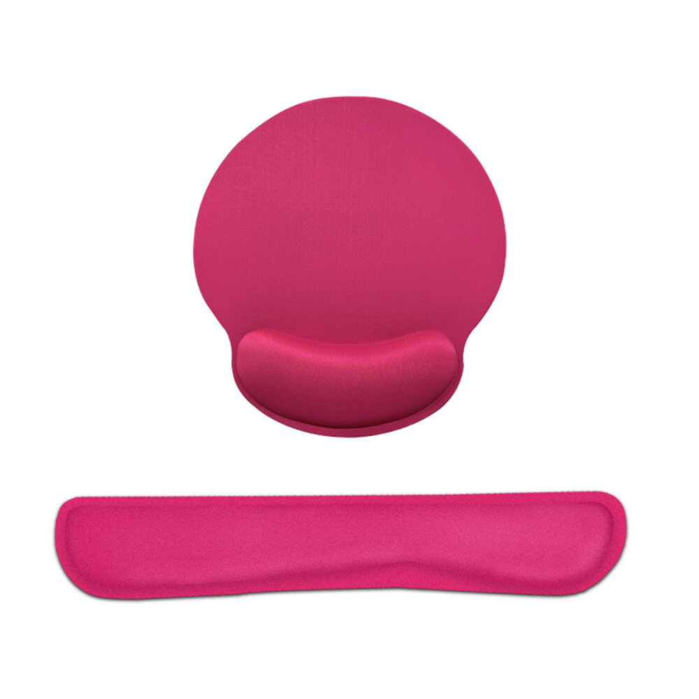 Набор подлокотников для клавиатуры Memory Foam с тканью Lycra и антискользящим резиновым основанием Розово-красный, размер подлокотника для клавиатуры 46*8.5см, размер подставки 25*23см, в комплект входят 1 подставка и 1 подлокотник для клавиатуры