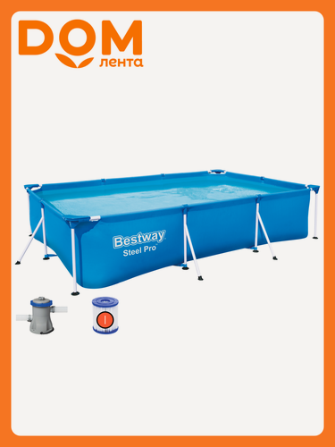 Изображение товара Бассейн Bestway 56222, каркасный, прямоугольный, голубой, 300x201x66 см