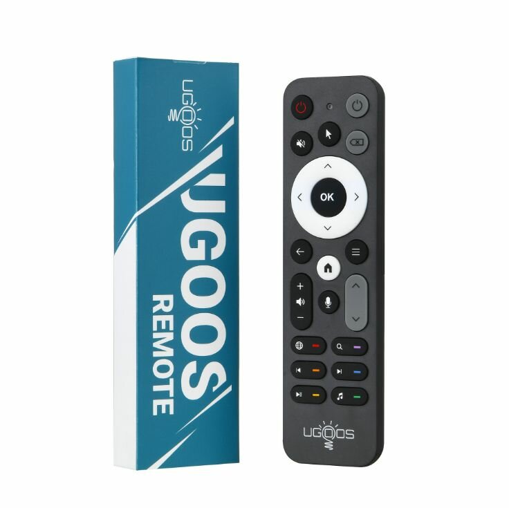 Голосовой пульт ду UGOOS UR02 блютуз с гироскопом для приставки Ugoos KM7 AM6B PLUS AM6 PLUS X4 Pro TOX1 X3 Android TV Box, Чёрный