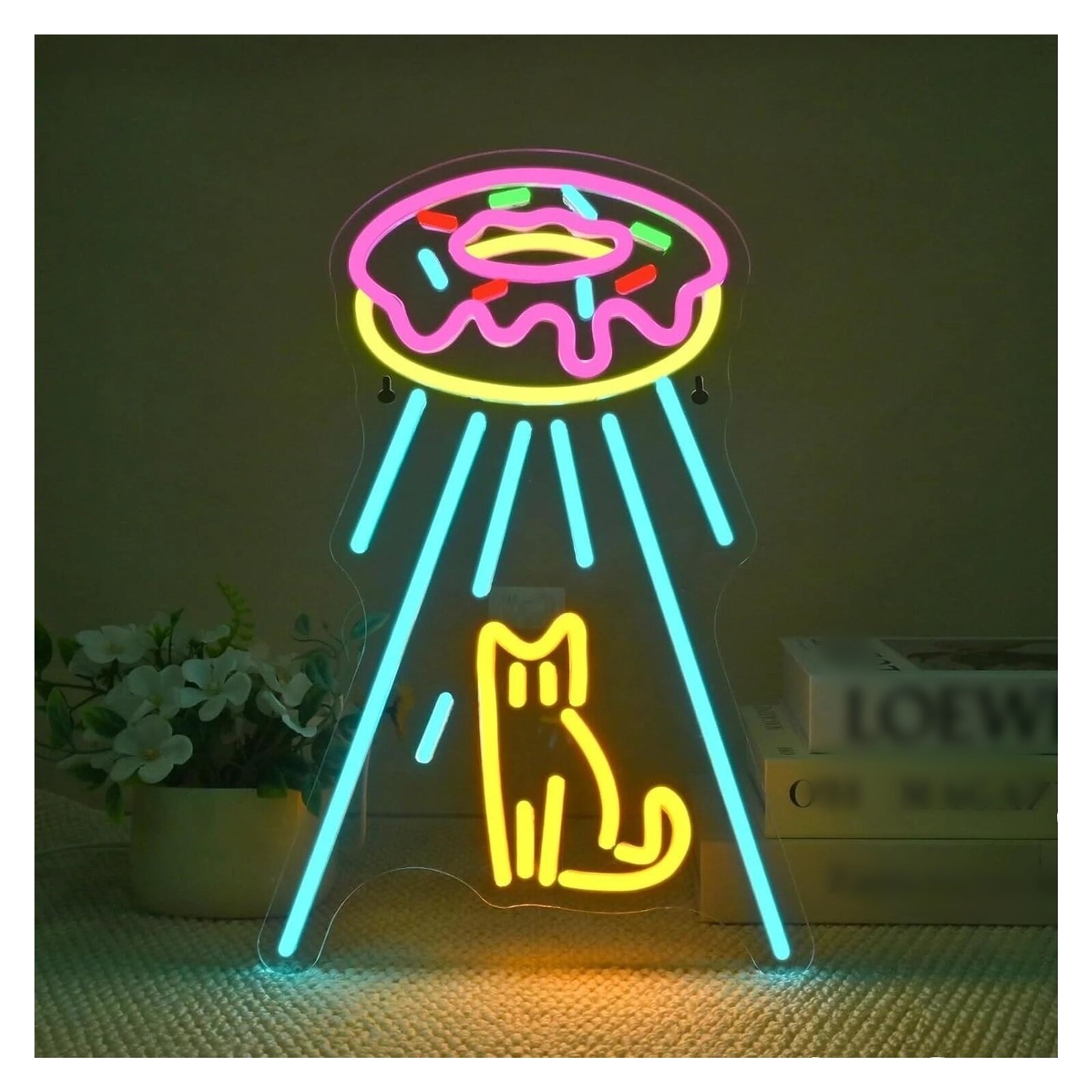 Кошка Неоновая Вывеска USB С Регулируемой Яркостью 46x29,6 см
