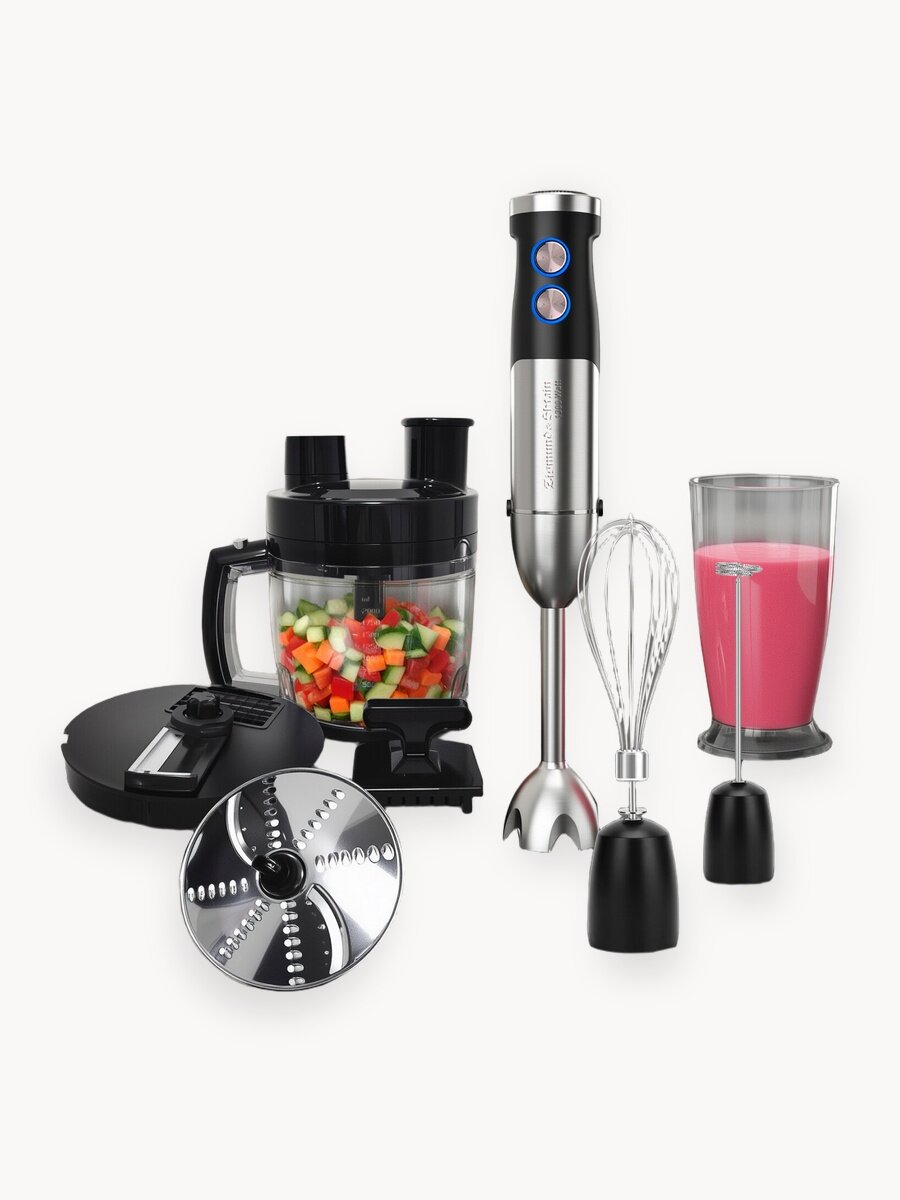 Блендер погружной Zigmund & Shtain BH-348 M, черный/серый металлик