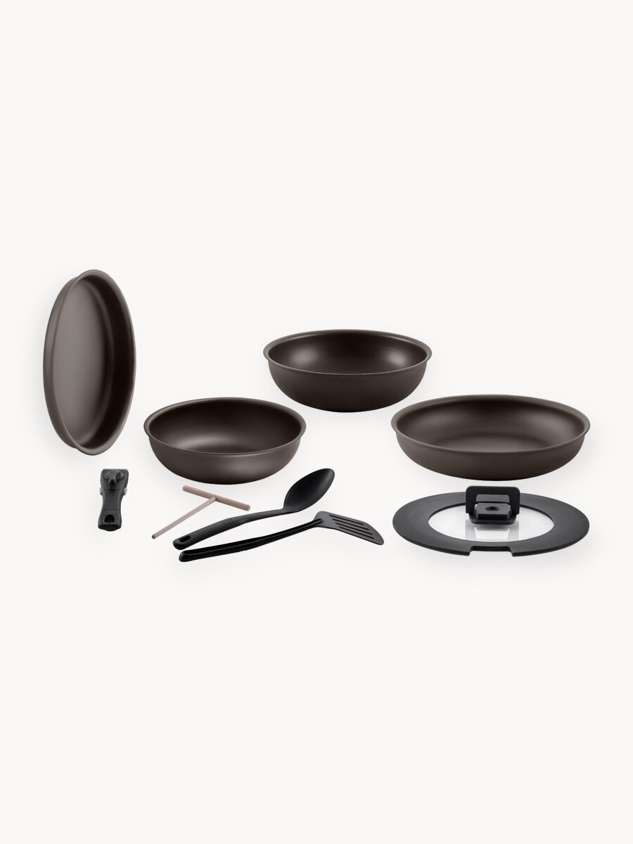 Набор сковород Polaris EasyKeep-9D со съемной ручкой, антипригарное покрытие, подходит для индукционной плиты