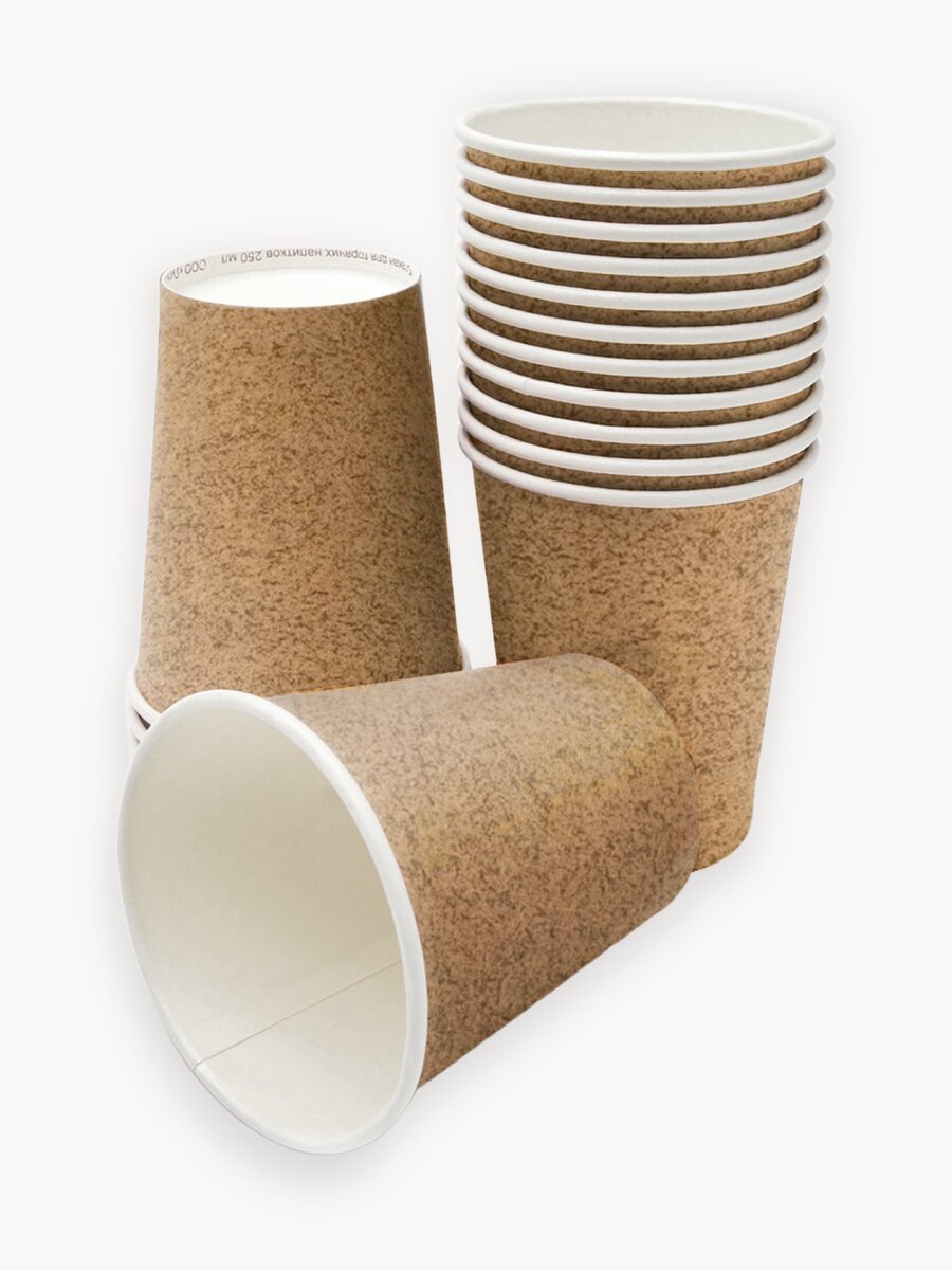 Стакан Papcup "Под крафт", однослойный, бумажный, 250мл, 50шт