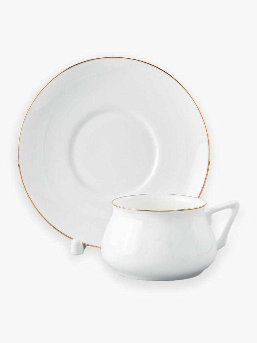 Кофейная пара "Золотой кантик" форма Билибина1 , Императорский фарфоровый завод