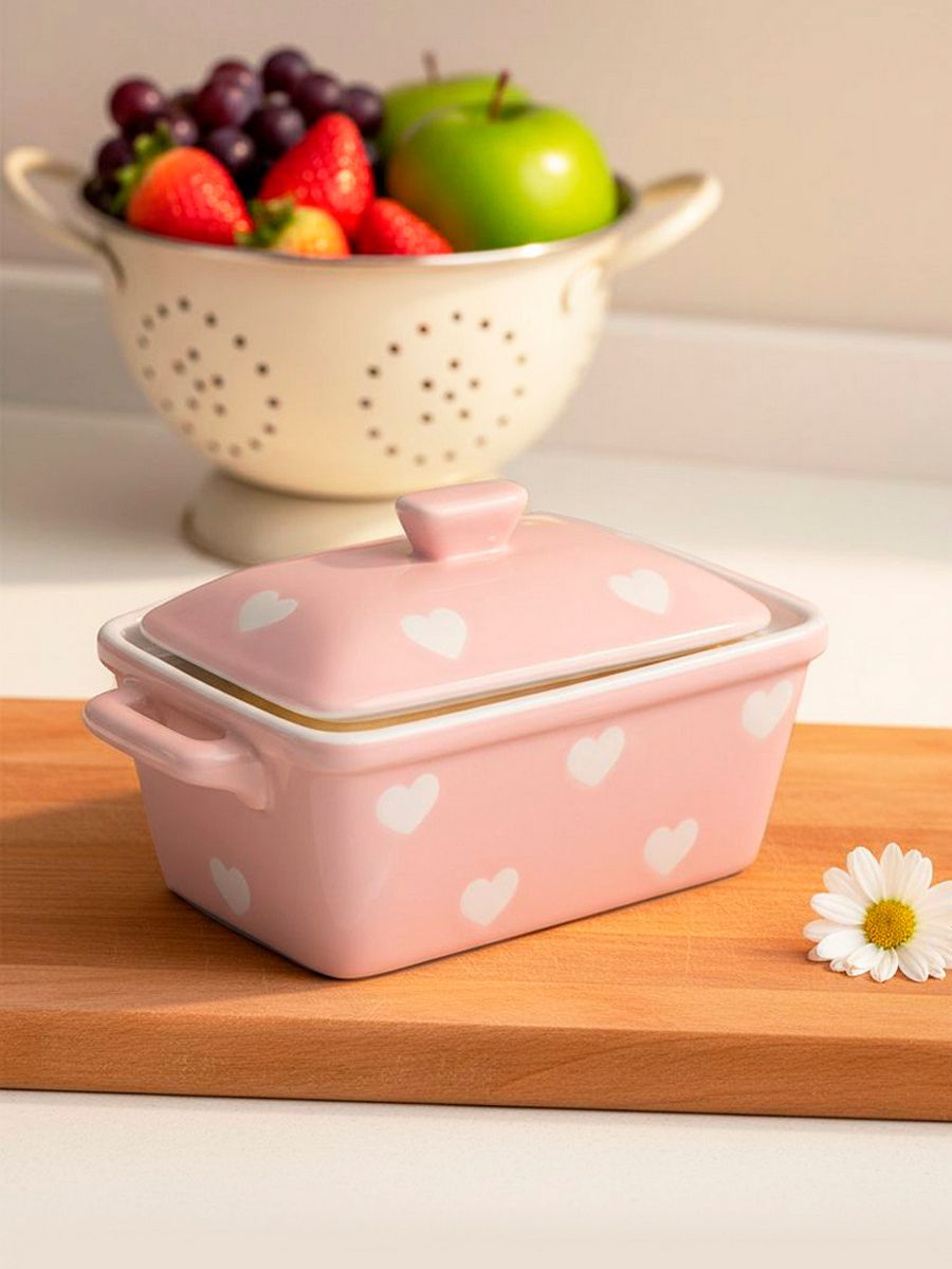 Масленка Isabelle Rose Pink with hearts, керамика.