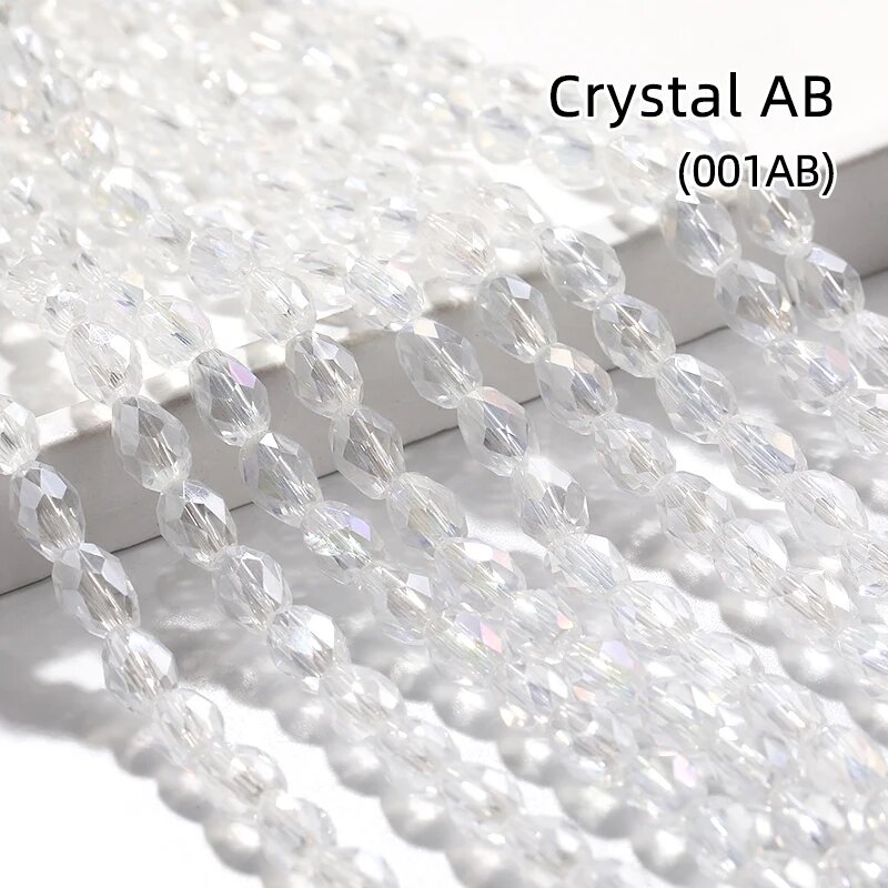 Стеклянные овальные бусины для рукоделия Crystal AB