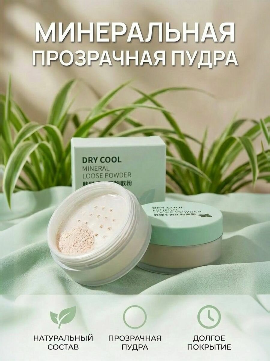 Пудра для лица минеральная, матирующая, рассыпчатая прозрачная