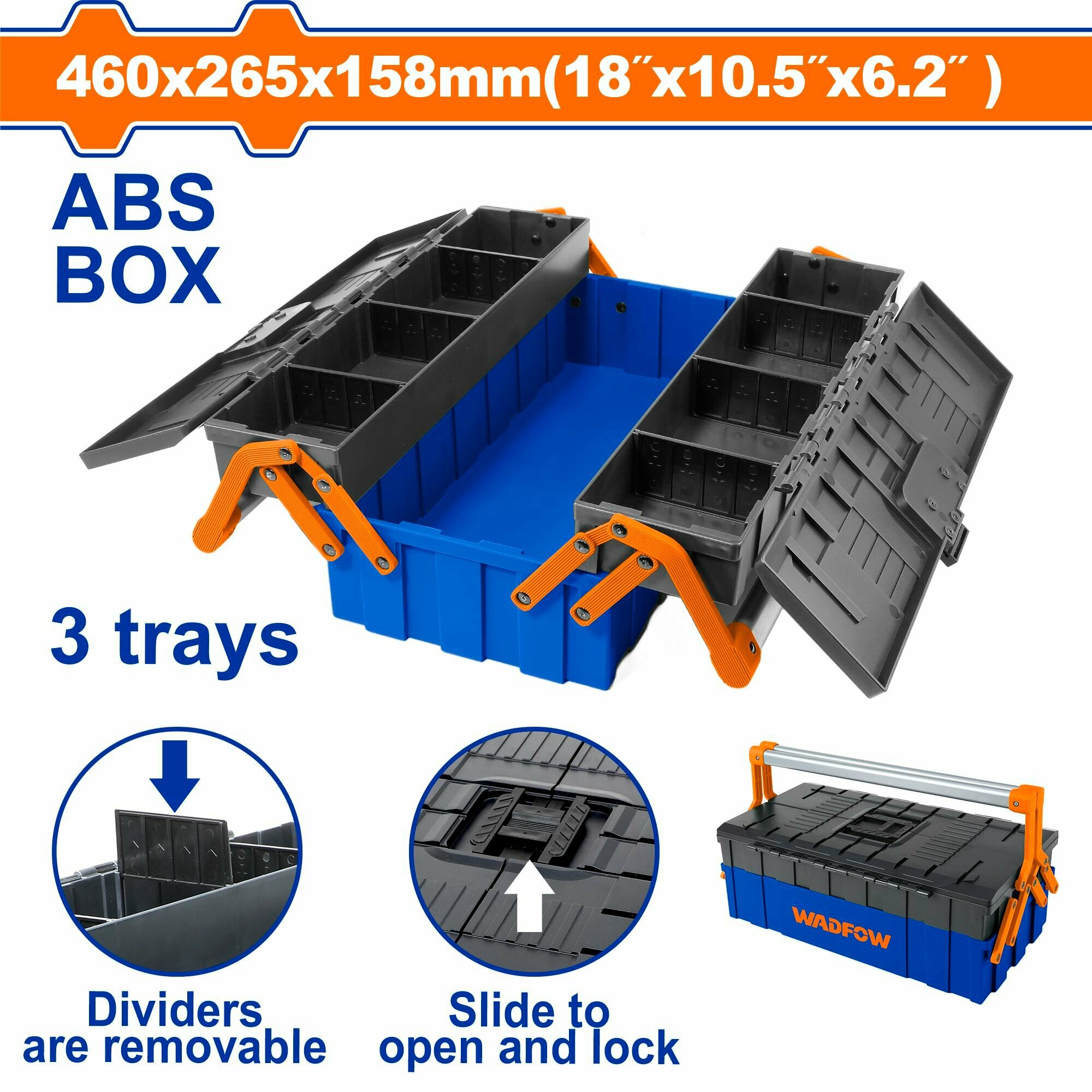 Ящик для инструмента "WADFOW" 460 х 265 х 158 мм, грузоподъемность 30кг