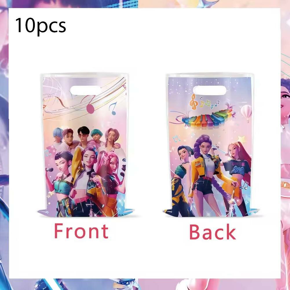 10 pcs beg gula-gula K pop Demon Hunters, beg hadiah anime, beg tangan kartun untuk kanak kanak, sesuai untuk pesta hari jadi, Z0V7