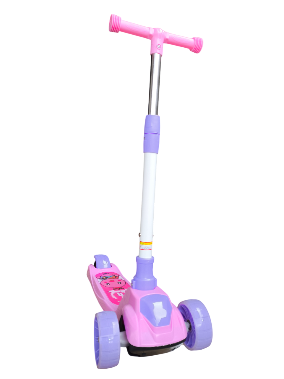 Самокат детский трёхколёсный, с музыкой и светом, цвет бело-розовый