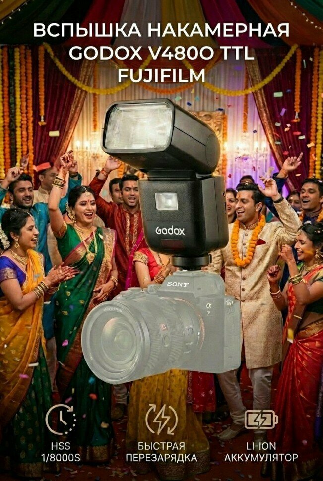 Вспышка накамерная Godox V480O TTL аккумуляторная для FUJIFILM