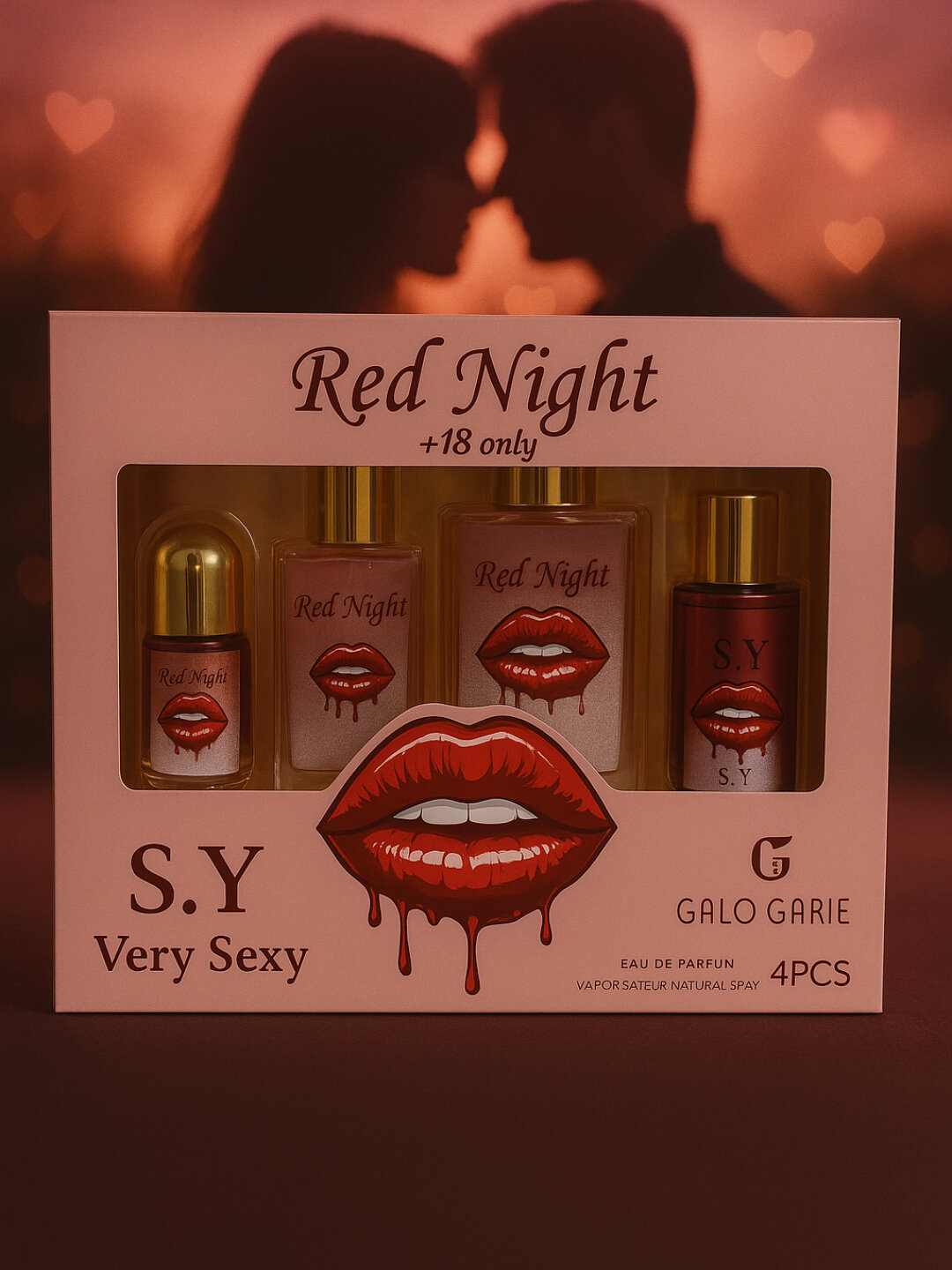 Набор с феромонами Red Night Lady Saxy: духи, спрей для волос, дезодорант, блеск