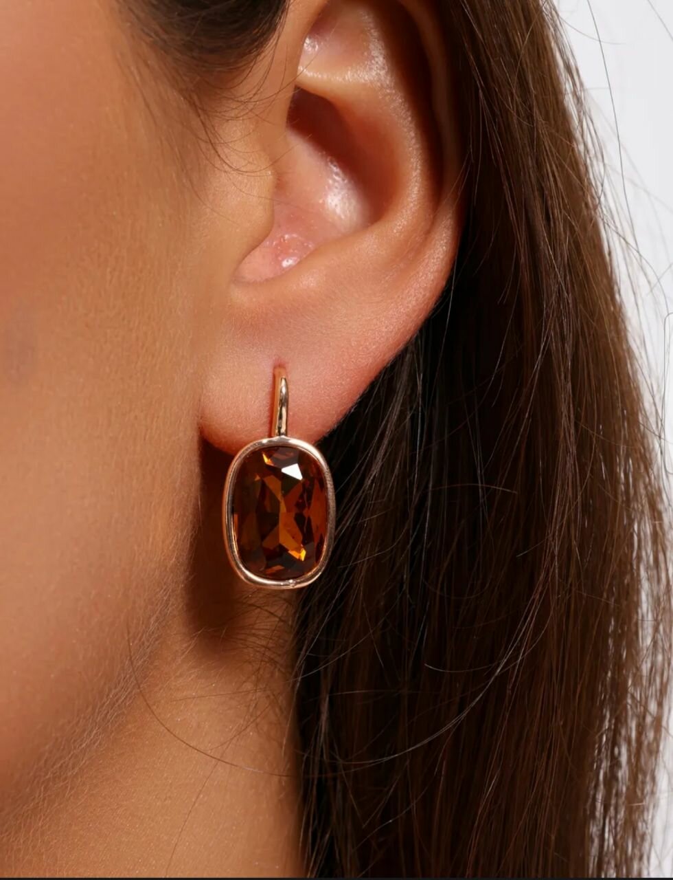 Комплект бижутерии: кольцо, серьги, янтарь, размер кольца 18, желтый — фото 1