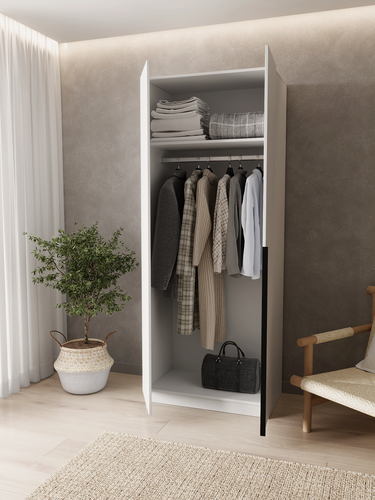 Изображение товара Шкаф A-A MEBEL МаХ двухдверный платяной распашной для одежды 80х48х204 см белый