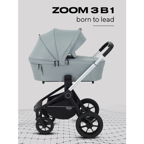 фото Коляска детская mowbaby "zoom"pu (3в1) ra087 silver green tea