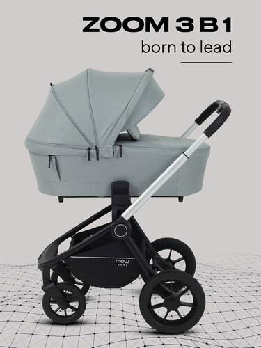 Изображение товара Коляска для новорожденных 3 в 1 MOWBaby ZOOM Next RA087 Silver Green Tea