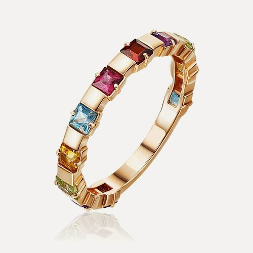 Изображение товара Кольцо, красное золото, 585 проба, хризолит, аметист, цитрин, топаз, гранат, родолит