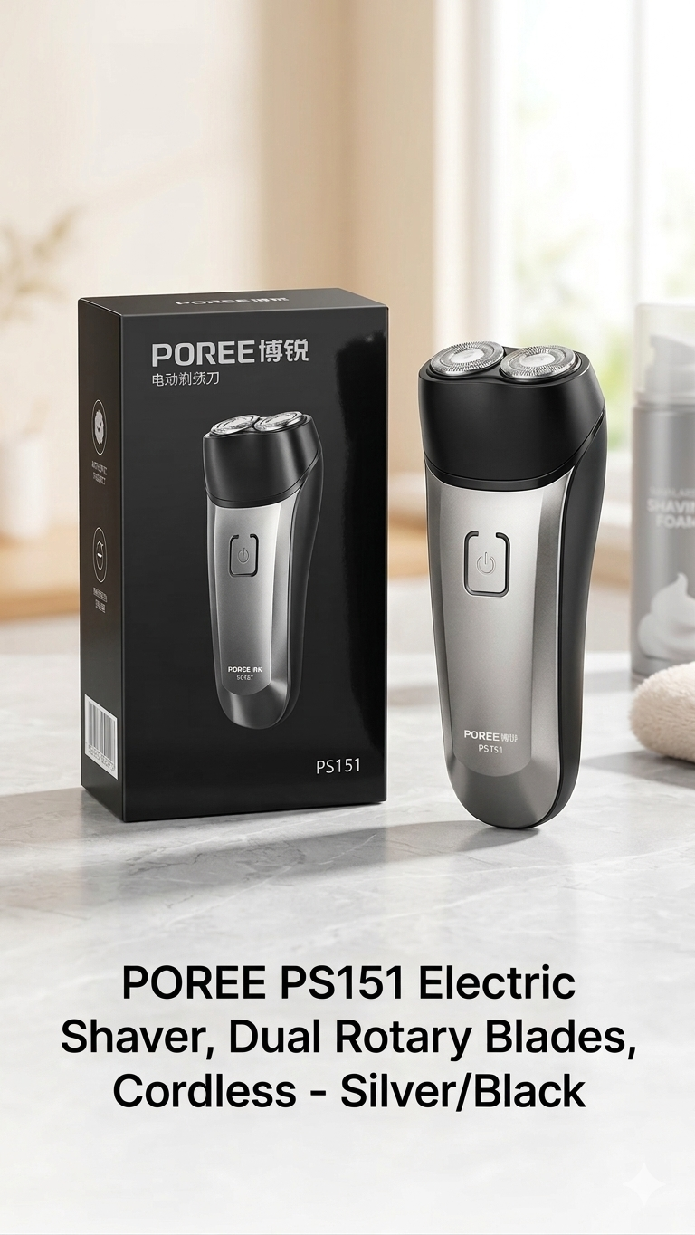 Электробритва "Poree", сеточная, водонепроницаемый корпус, плавающие головки