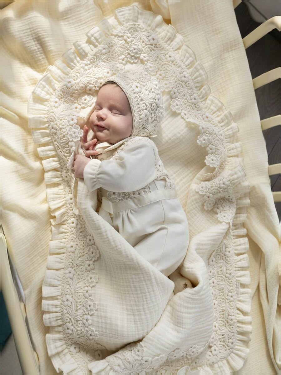 Плед муслиновый на выписку " Цветы ", НаследникЪ Выжанова