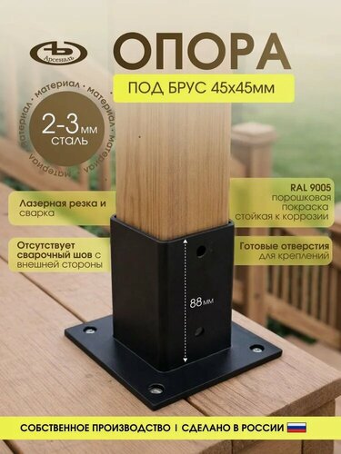 Изображение товара Опора бруса АрсеналЪ AR751C34957-06, для деревянныx конструкций, металлическая, 4 шт