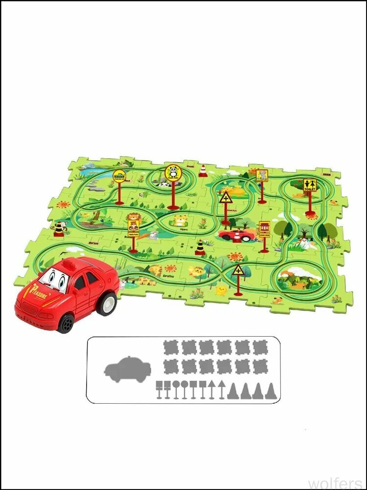 Пазл, Children's diy puzzle track car set-Forest Park 25pcs