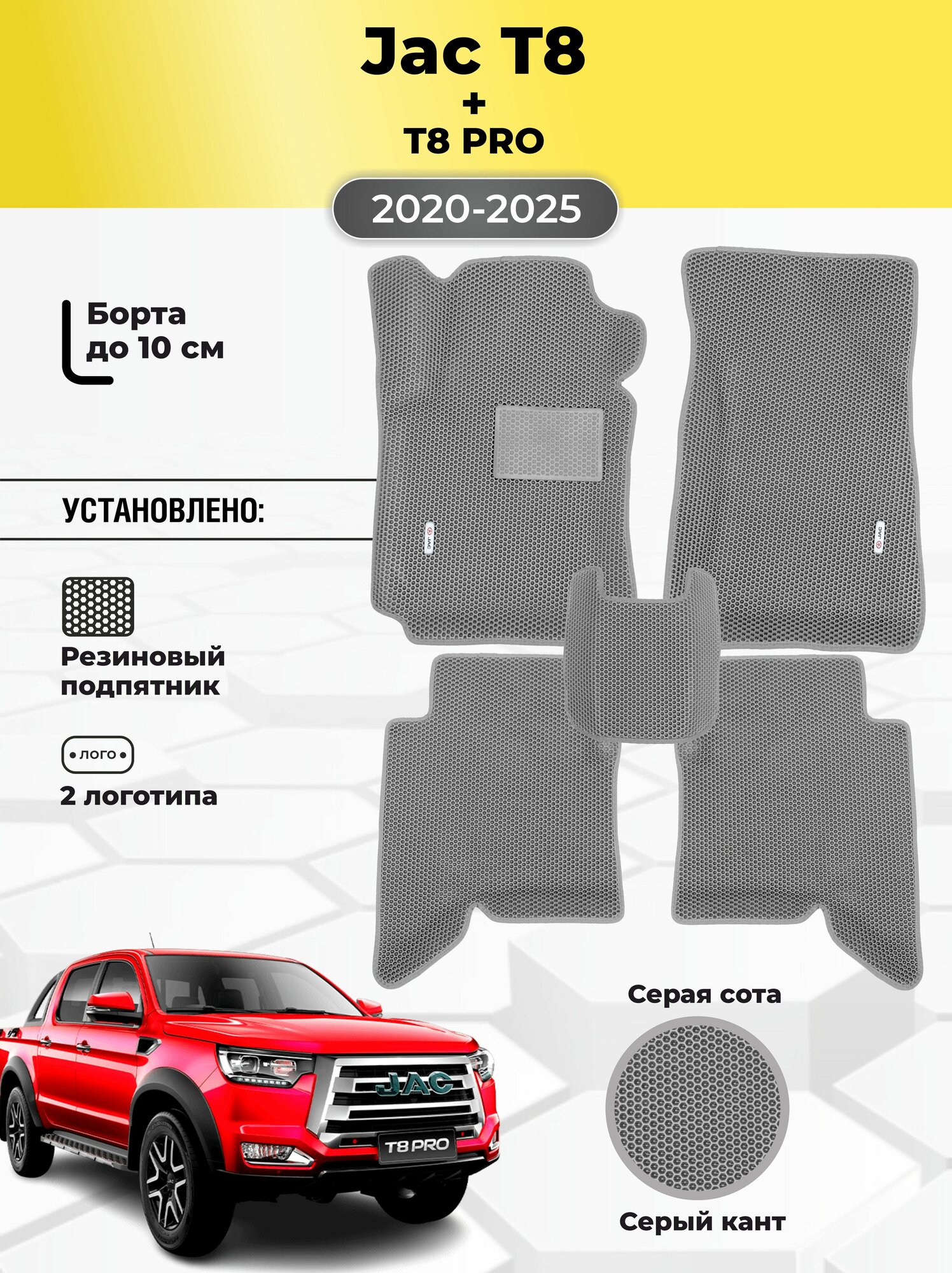 Автомобильные эва коврики Jac T8 2020-2025 ева в машину c бортами