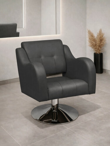 Изображение товара Парикмахерское кресло Волна, гидравлика, основание диск, Уютный мастер, темно-серый