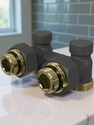 Изображение товара Узел подключения радиатора угловой, цвет антрацит