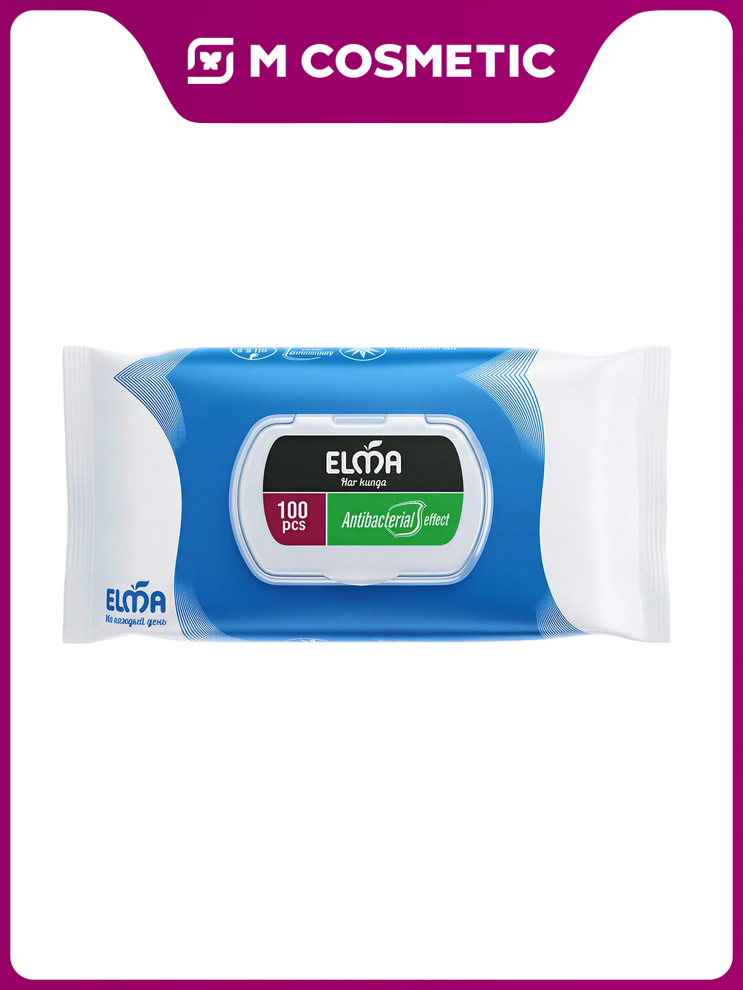 Влажные салфетки Elma Facial Tissue, антибактериальные, 100 шт