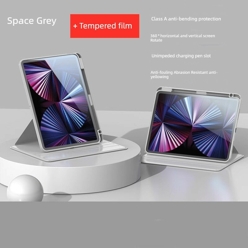 Чехол-подставка для планшета Apple iPad Air 2-го поколения (модели A1566, A1567), вращающийся, защитный, кожаный,