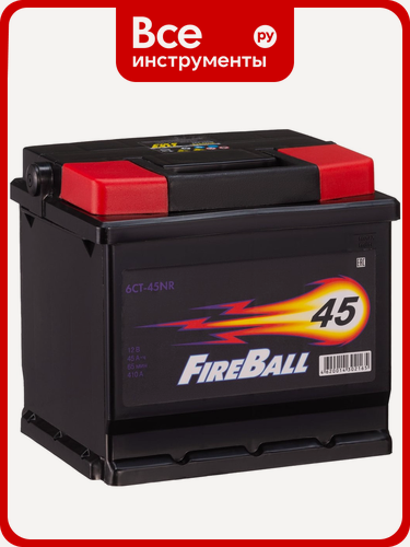 Изображение товара Аккумулятор FIRE BALL 6ст 45 NR кальциевый тип с обратной полярностью для легковых и грузовых автомобилей 12‑вольтный