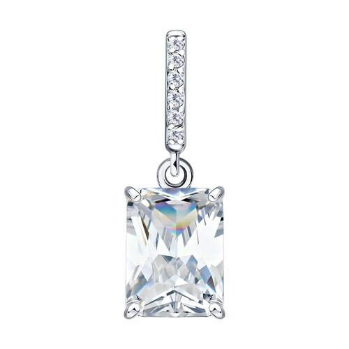 фото Подвеска diamant online, белое золото, 585 проба, фианит, размер 1.8 см., прозрачный