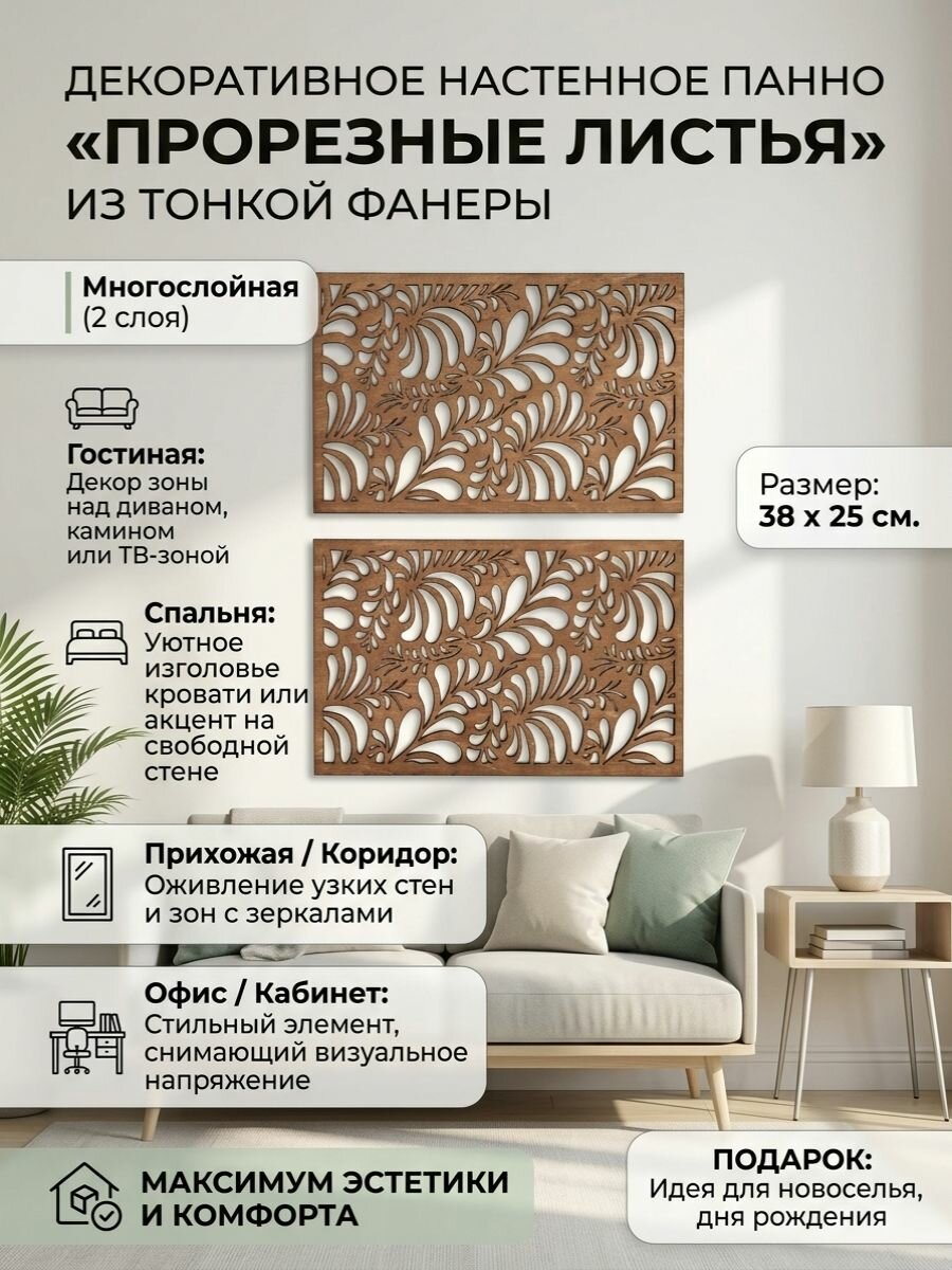 Декоративное настенное панно Прорезные листья