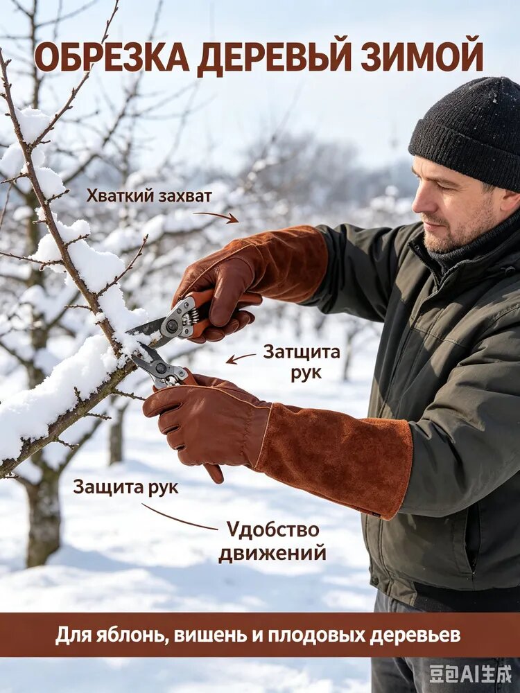 Перчатки садовые для роз кожаные, длинные перчатки для сада, огорода, для обрезки роз, хозяйственные