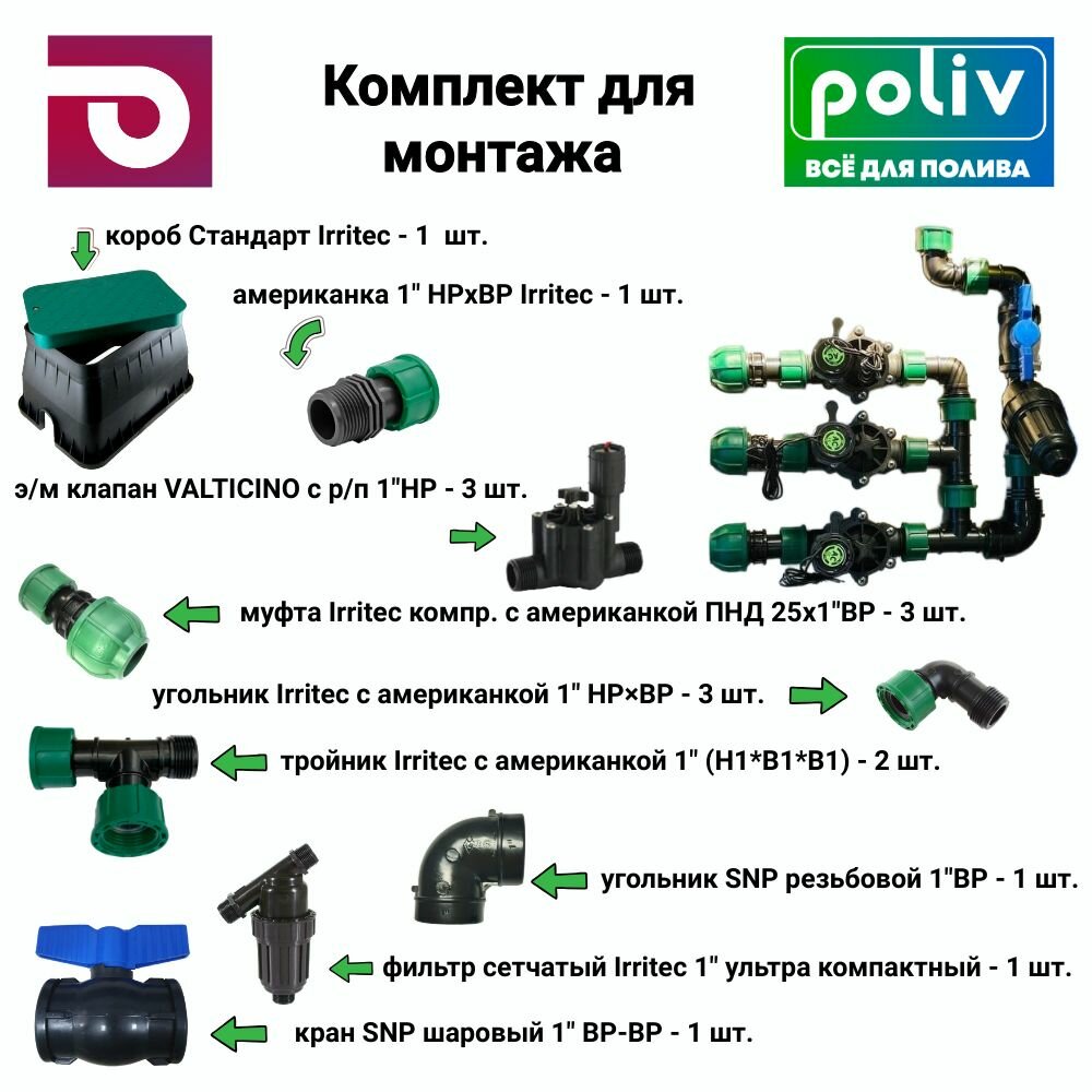 Комплект для монтажа (3 зоны полива), 3ISV13I2513I1I13SNP1ISS1SNP1I1