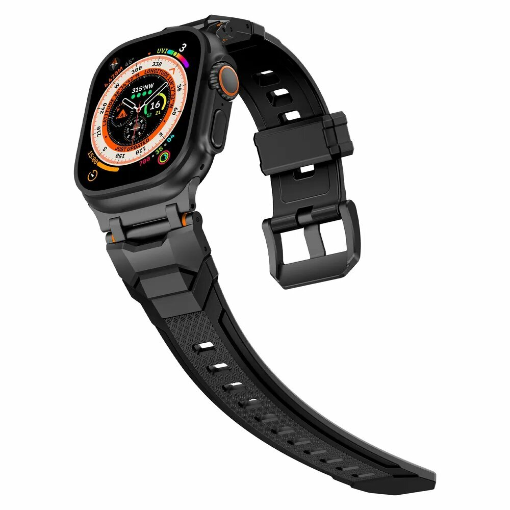 Ремешок для Apple Watch Ultra/ Ultra 2/ Ultra 3 49mm, Series 10/11 46mm, Series 9 8 7 6 5 4 3 2 1/ SE 45мм 44мм 42мм , Нержавеющая сталь и жидкий силикон, стильно.