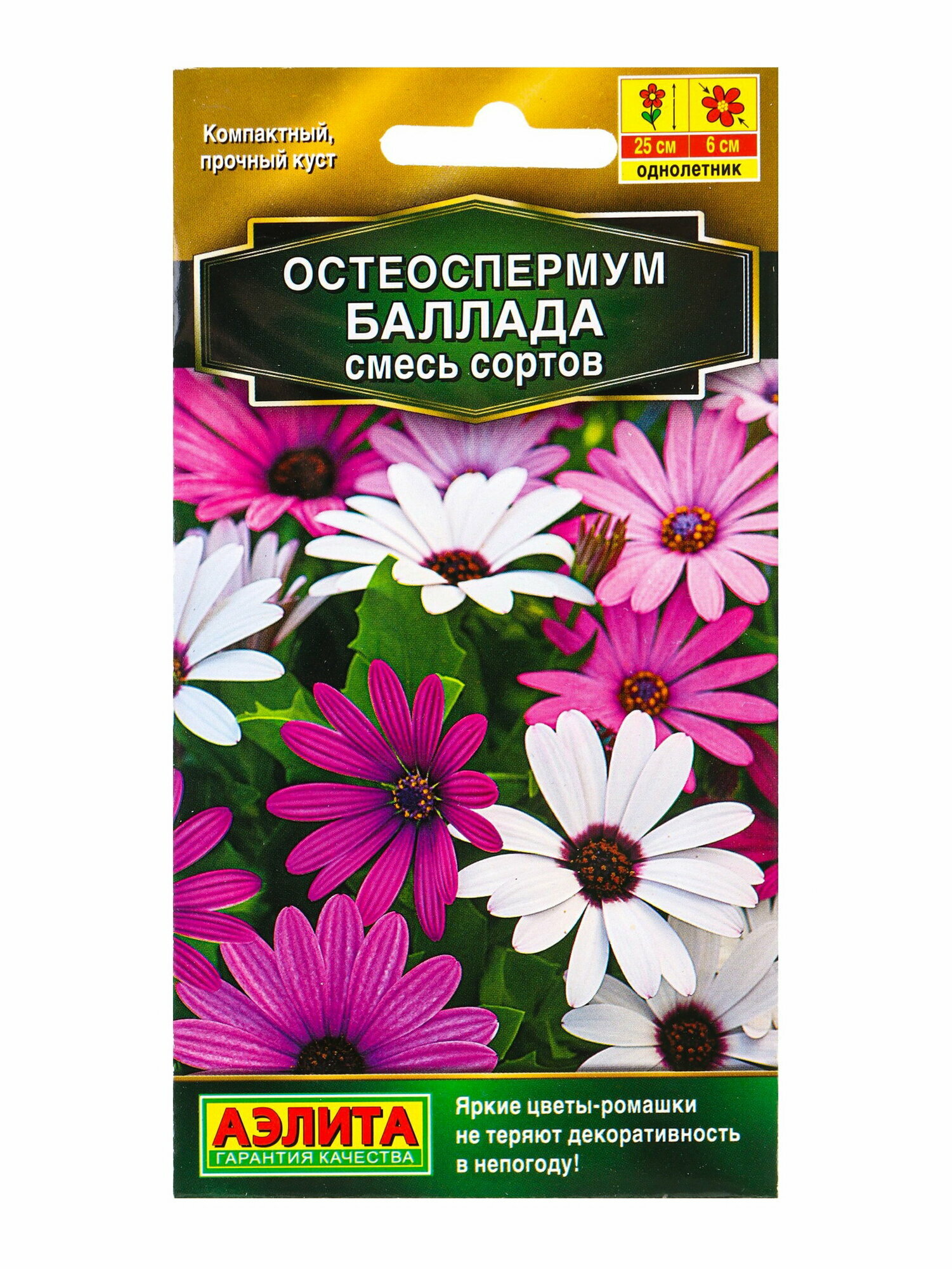 Семена цветов Остеоспермум "Баллада" смесь сортов, 10 шт, цветение период: август, 3 шт.