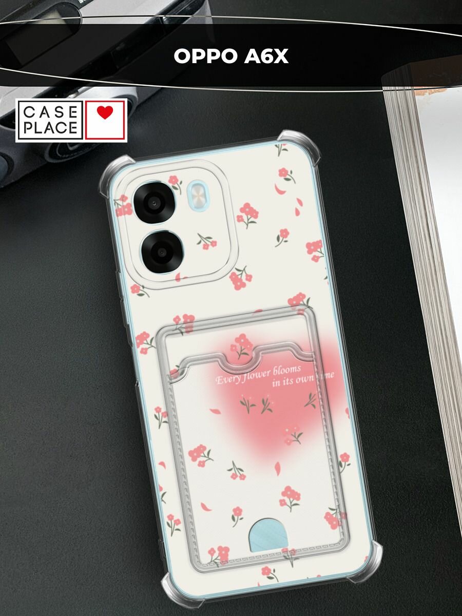 Чехол на Oppo A6x (Оппо A6x) с картой и принтом Blooms in time pink
