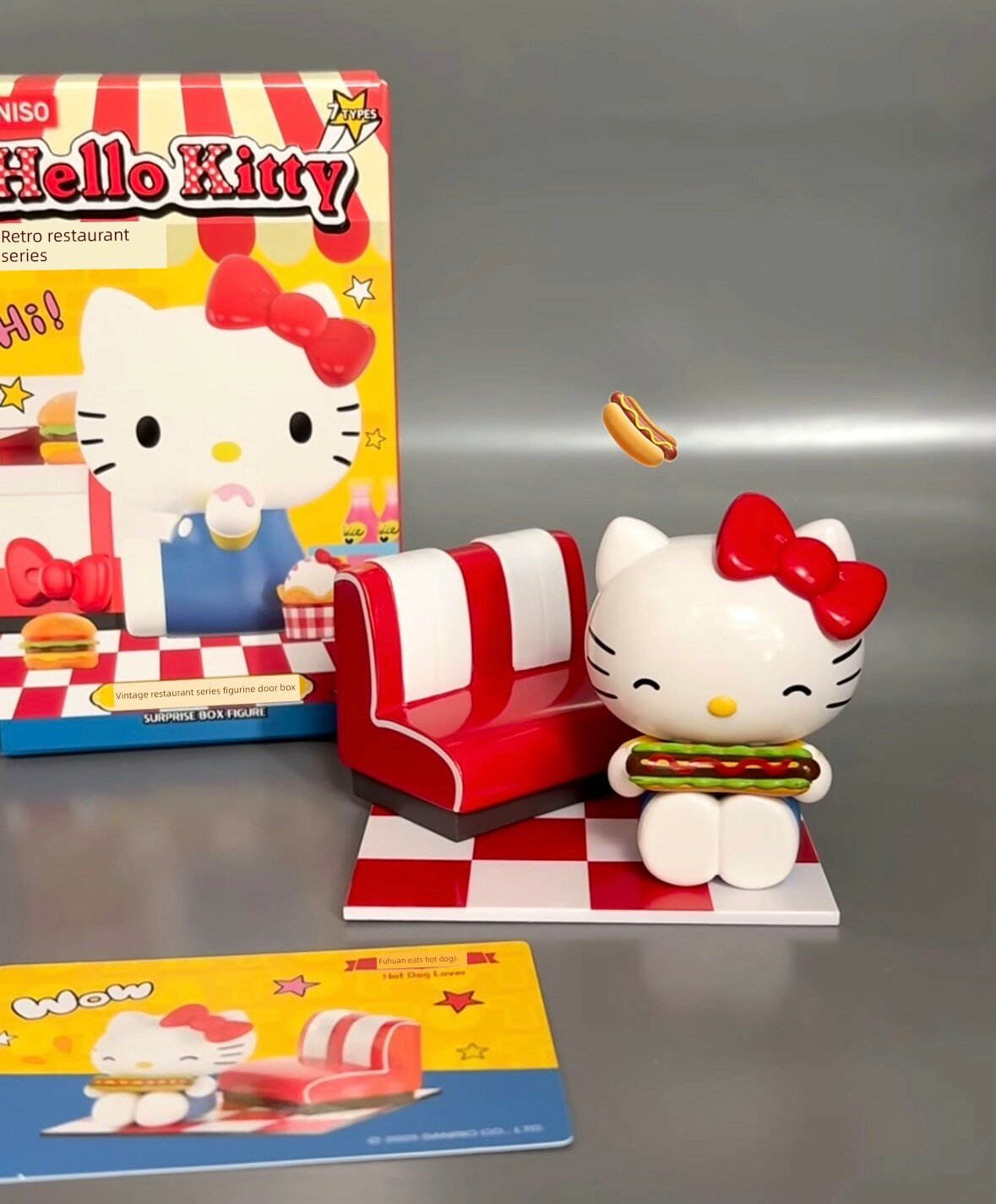 Минисо Hello Kitty Ретро Ресторан Серия Блайнд Бокс Фигурка Любитель Хот-дога Игрушка 10-15см