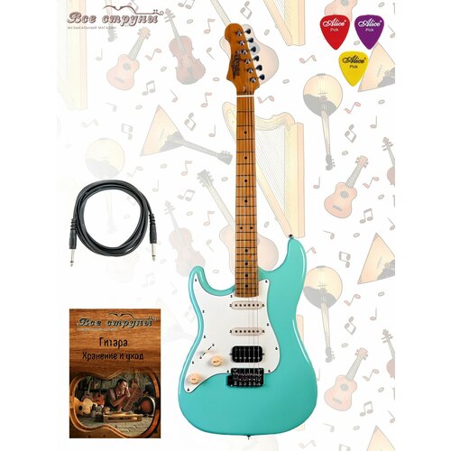 фото Электрогитара jet js-400 sfg lh stratocaster с тёплым чехлом, струнами ernie ball, кабелем, тюнером и ремнём