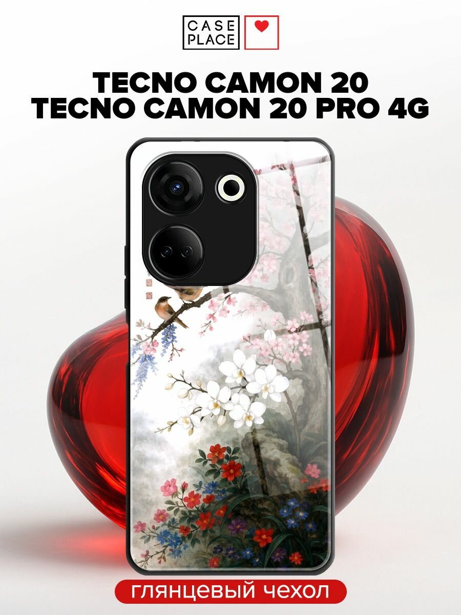Чехол на Tecno Camon 20/20 Pro 4G / Текно Камон 20/20 Про 4G с принтом "Дерево в японском стиле"