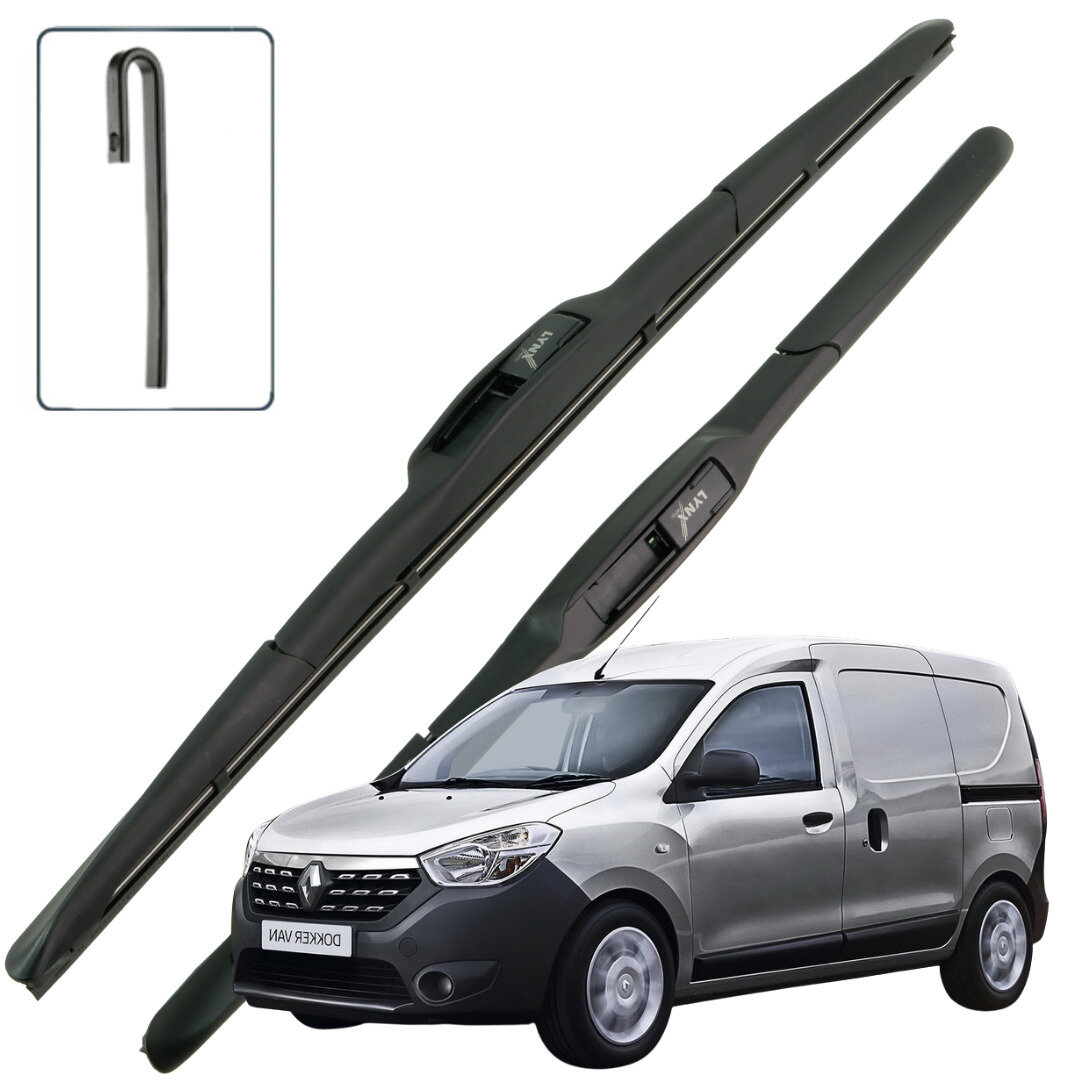 Дворники Renault Dokker / Рено Докер фургон 2012 2013 2014 2015 2016 2017 2018 2019 2020 Щетки стеклоочистителя гибридные ОЕМ для автомобиля LYNXauto к-т 2 шт, 550мм-400мм