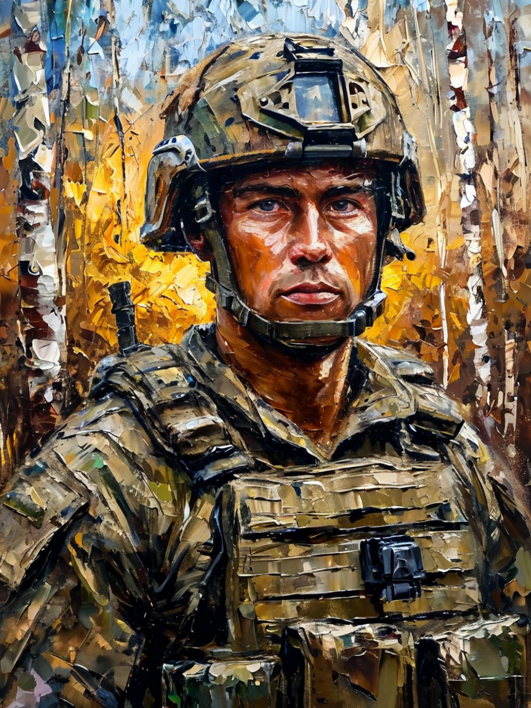 Картина на стену для интерьера "Военный" 40х50 см, холст на подрамнике, ArtInter