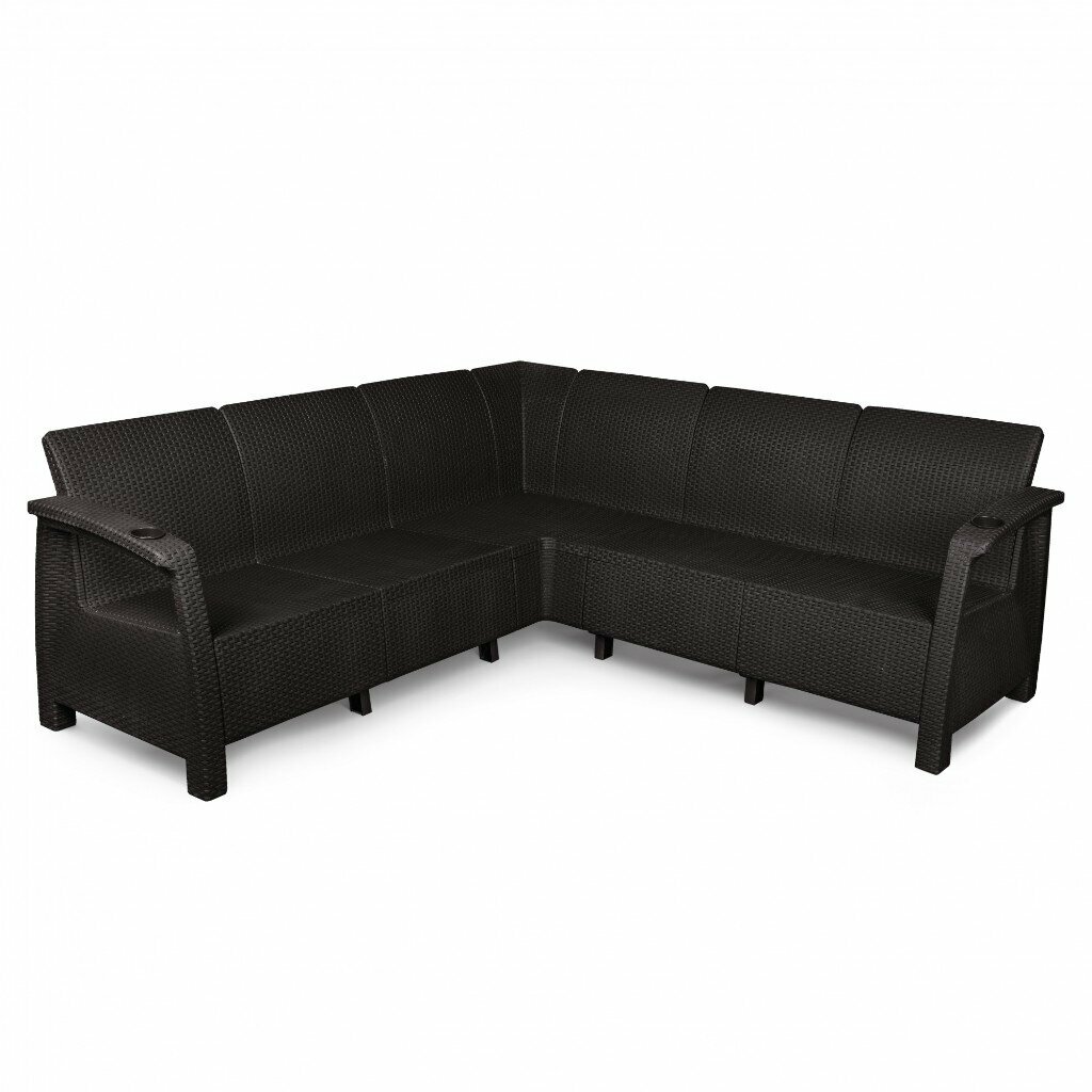 Угловой садовый диван Ротанг-плюс М8838 мокко для дачи и террасы, плетеная мебель из искусственного ротанга